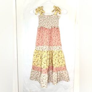 Bonnie Jean Smocked Pink / Yellow Floral Sun Dress